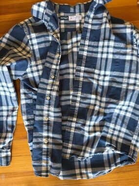 Old Navy Blue and White Plaid Casual Button-Down Shirt